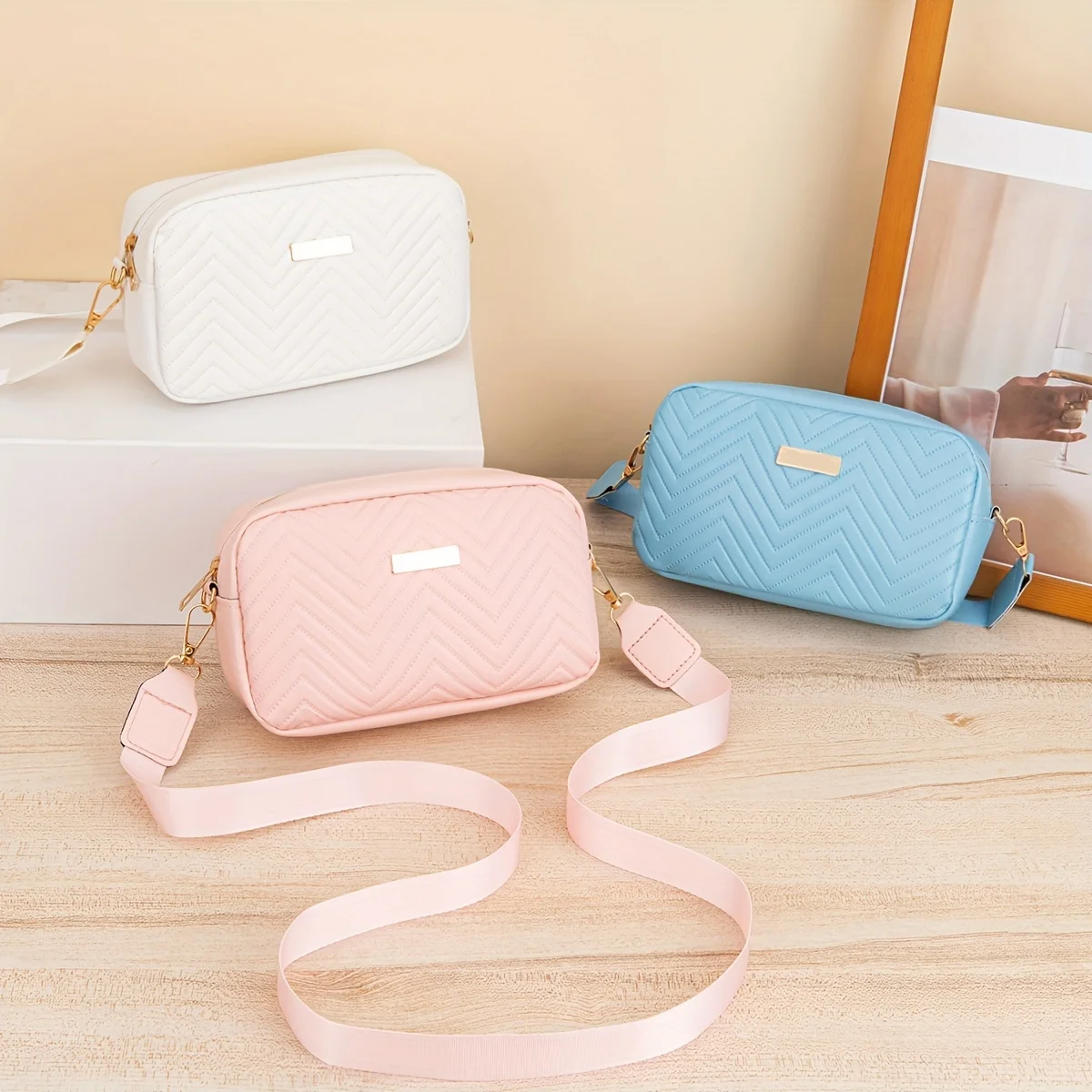 Mini-Mode-gesteppte Umhängetasche, trendige PU-Umhängetasche, lässige Handtasche und Handy-Geldbörse für Damen – Detail 2