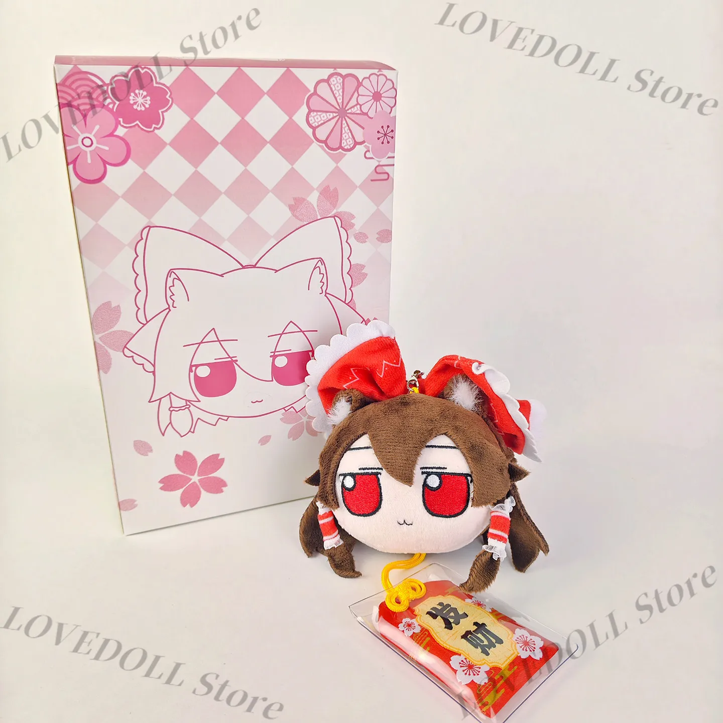 

Anime Touhou Project Hakurei Reimu Kawaii Cat Plush Doll Amulet Omamori Backpack Pendant Original Fumo Cartoon Keychain Puppet