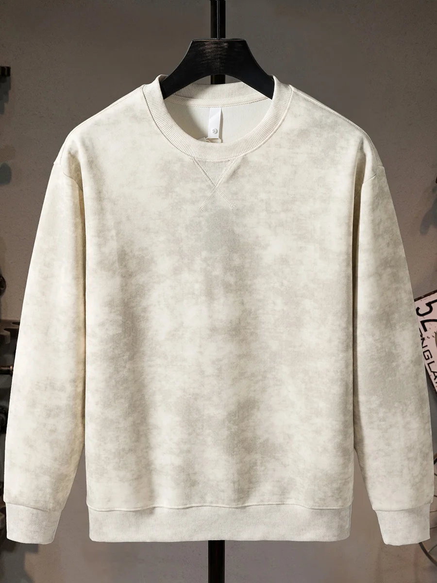 

Trendy Tie Dye round Ne Sweatirt Men's American Retro High Street Loose Long Sve Top Base irt Comfortable Cotton Ble...