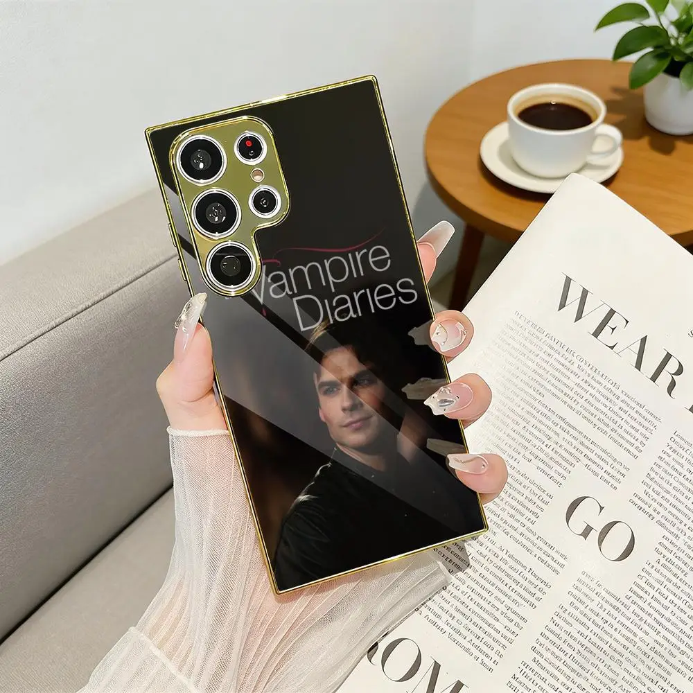 The V-Vampire D-Diaries Phone Case Luxury Electroplated Metal Frame Phone Case for Samsung S25 S24 S23 Ultra Slim Cover