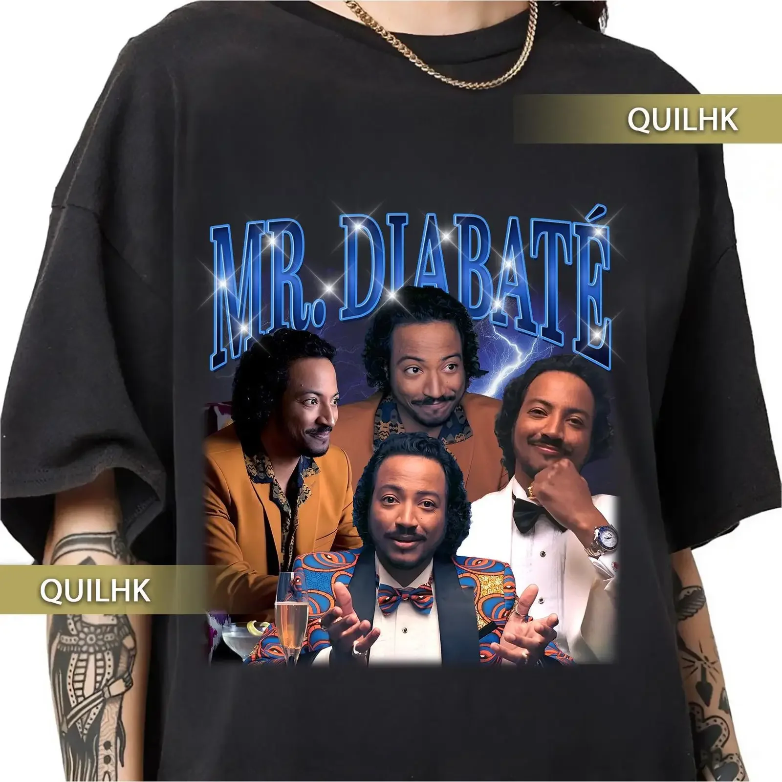Samba Schutte as Mr Diabaté Pluribus retro 90s style vintage rap tee shirt vintage Washed designer clothes