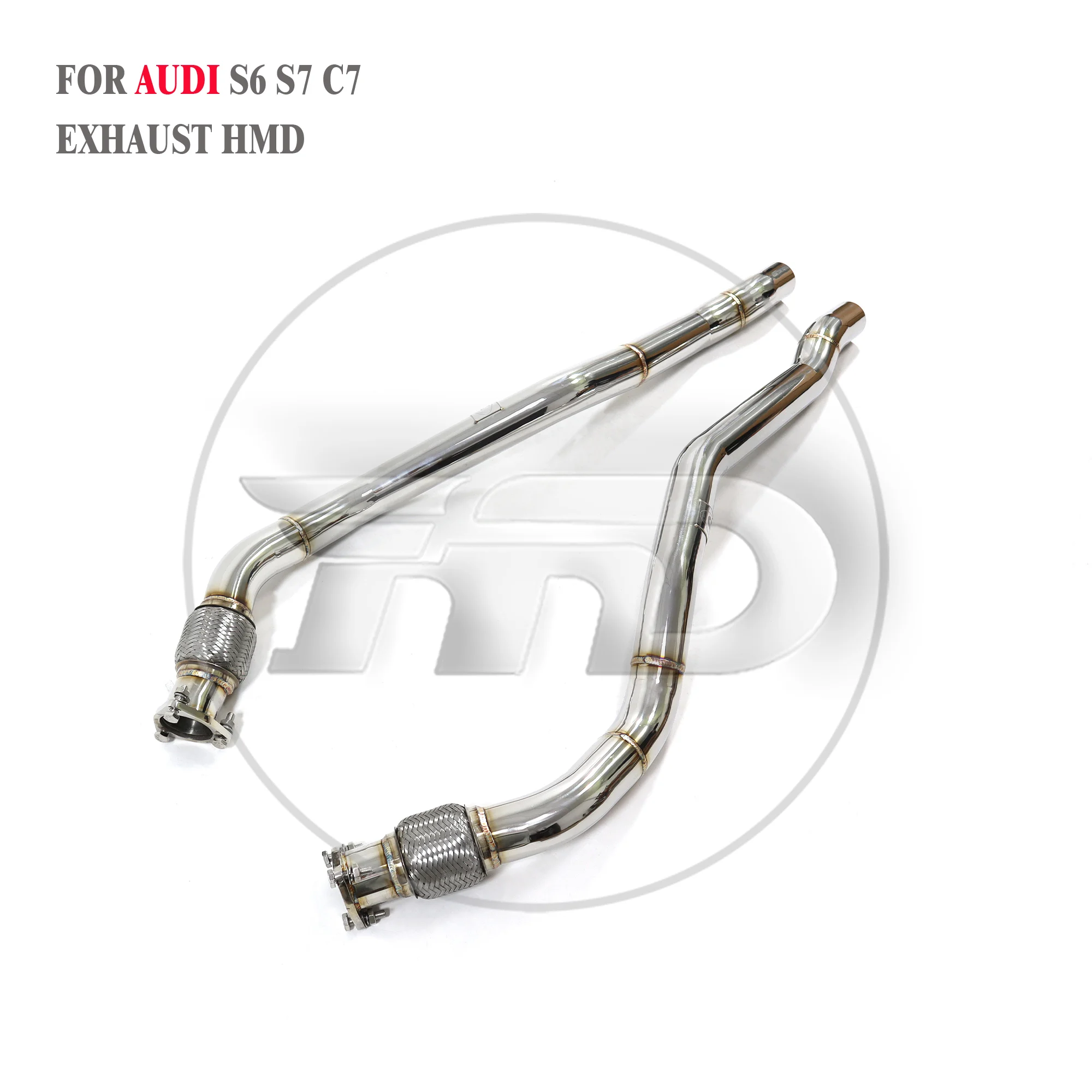 HMD Middle Pipe for Audi S6 S7 C7 4.0T Exhaust System Stainless Steel High Performance Resonant tube Car Accessories