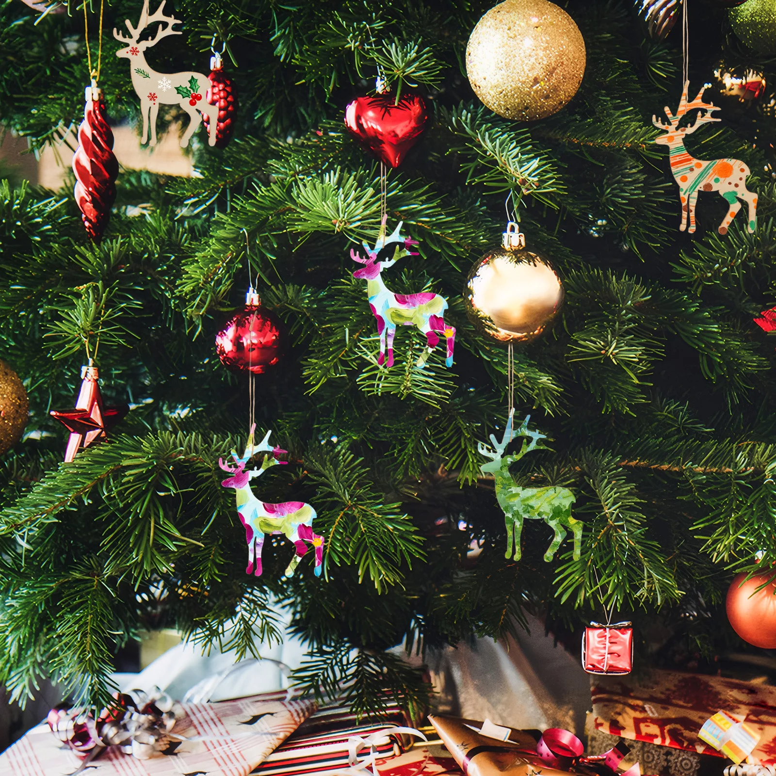 

25Pcs Animal Wooden Cutouts Unfinished Deer Slices for DIY Craft Kids Painting Projects Blank Wood Chips Decorations