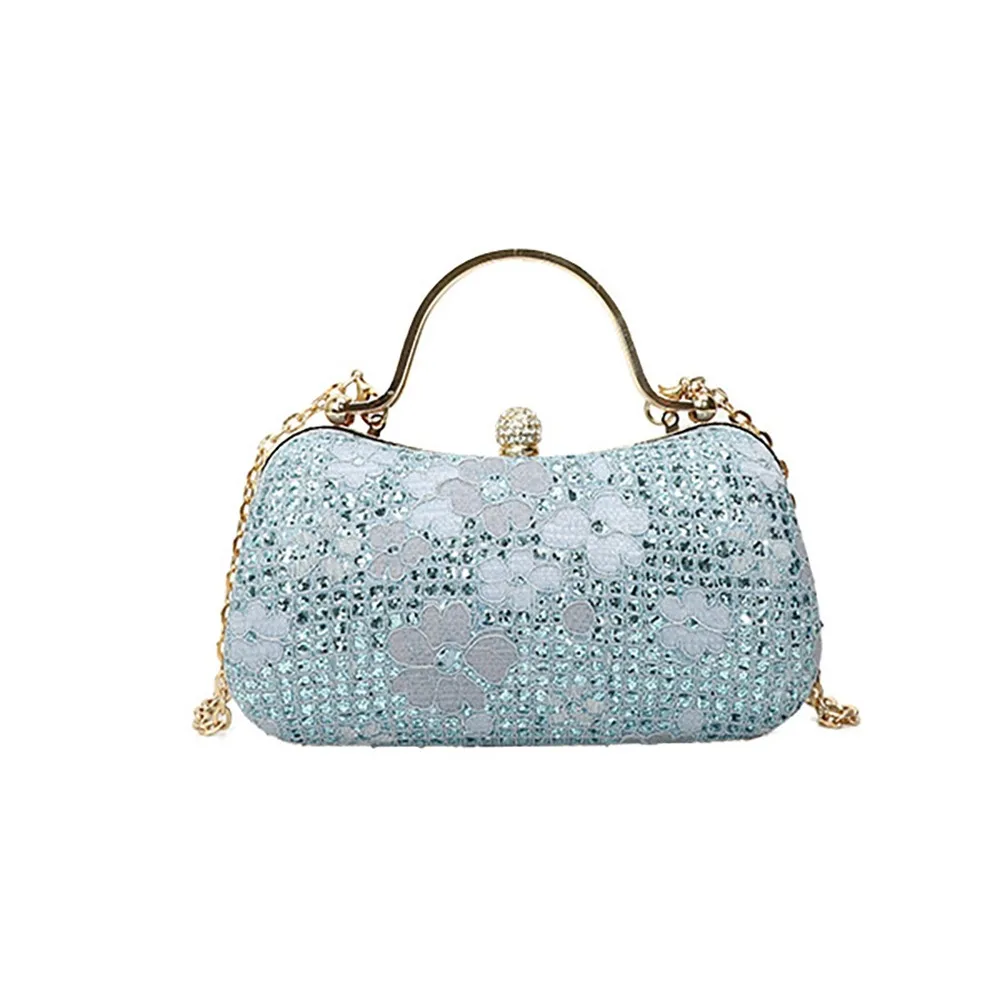 

Casual Luxury Evening Banquet Bag Rhinestone Shiny Box Shoulder Bag Phone Pouch Metal Top Handle Chain Crossbody Bag Wedding
