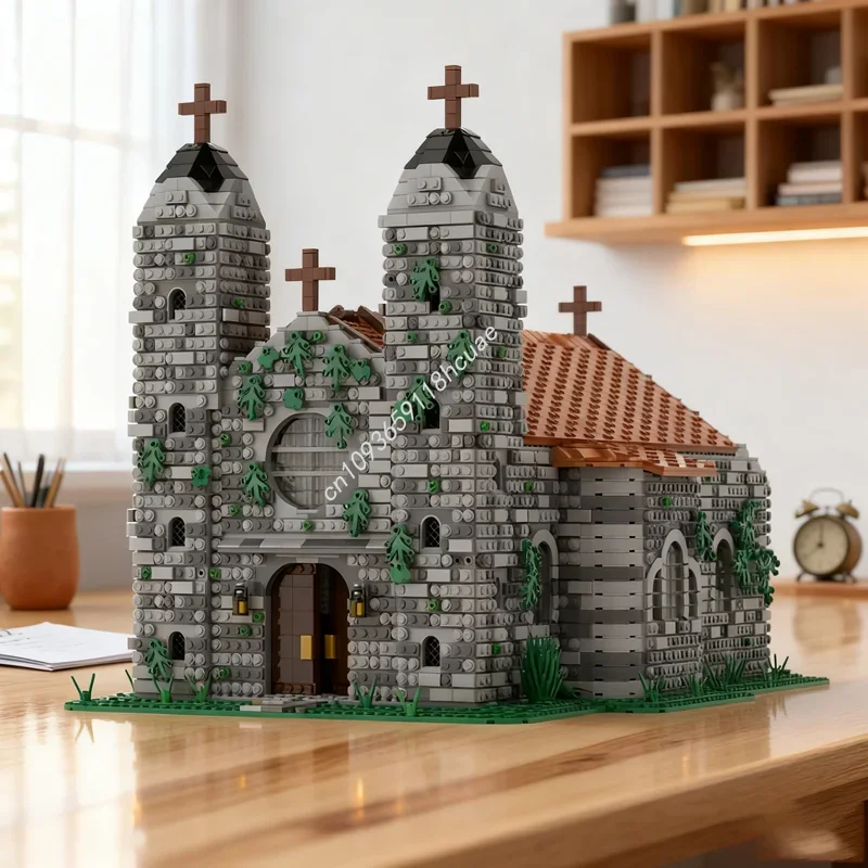 

9088 деталей MOC: Средневековый Замок-Церковь, Конструктор, Сборная Модель, Креативный Набор для Сборки, Подарок на Рождество и День Рождения