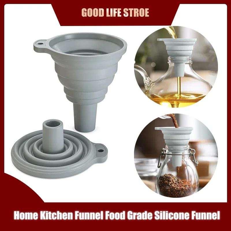 Home Kitchen Funnel Food Grade Silicone Funnel Convenient Foldable Funnel for Filling Bottles Kitchen Accessories Utility Tools