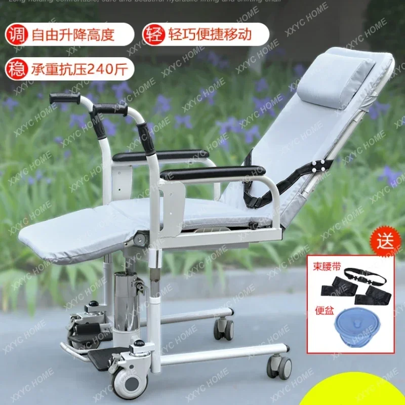 

Handicapped transfer machine, paralyzed elderly, hydraulic lifting care transfer device, multifunctional household folding toile