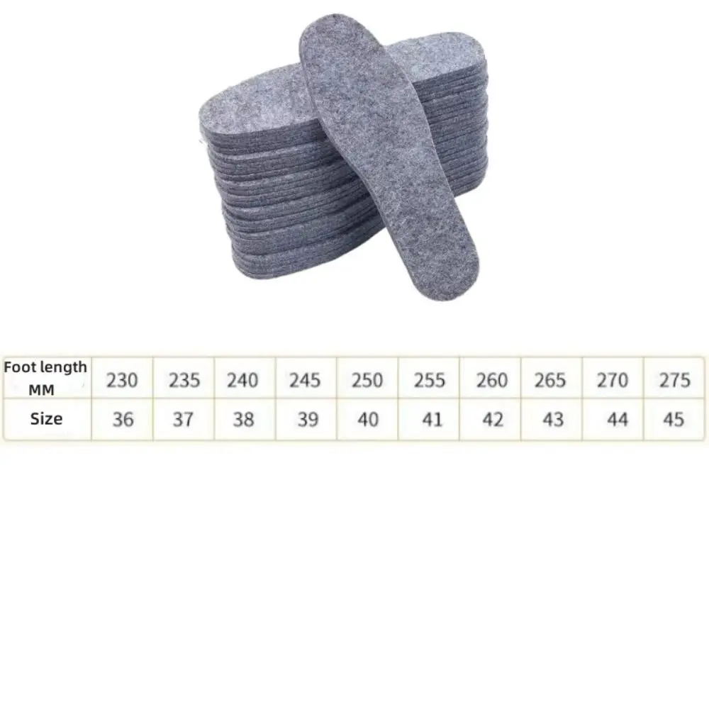 5 Pairs Keep Warm Wool Felt Thermal Insole Wool Felt Sweat Absorbent Thicken Warm Insole Skin-friendly Breathable Boots Pad