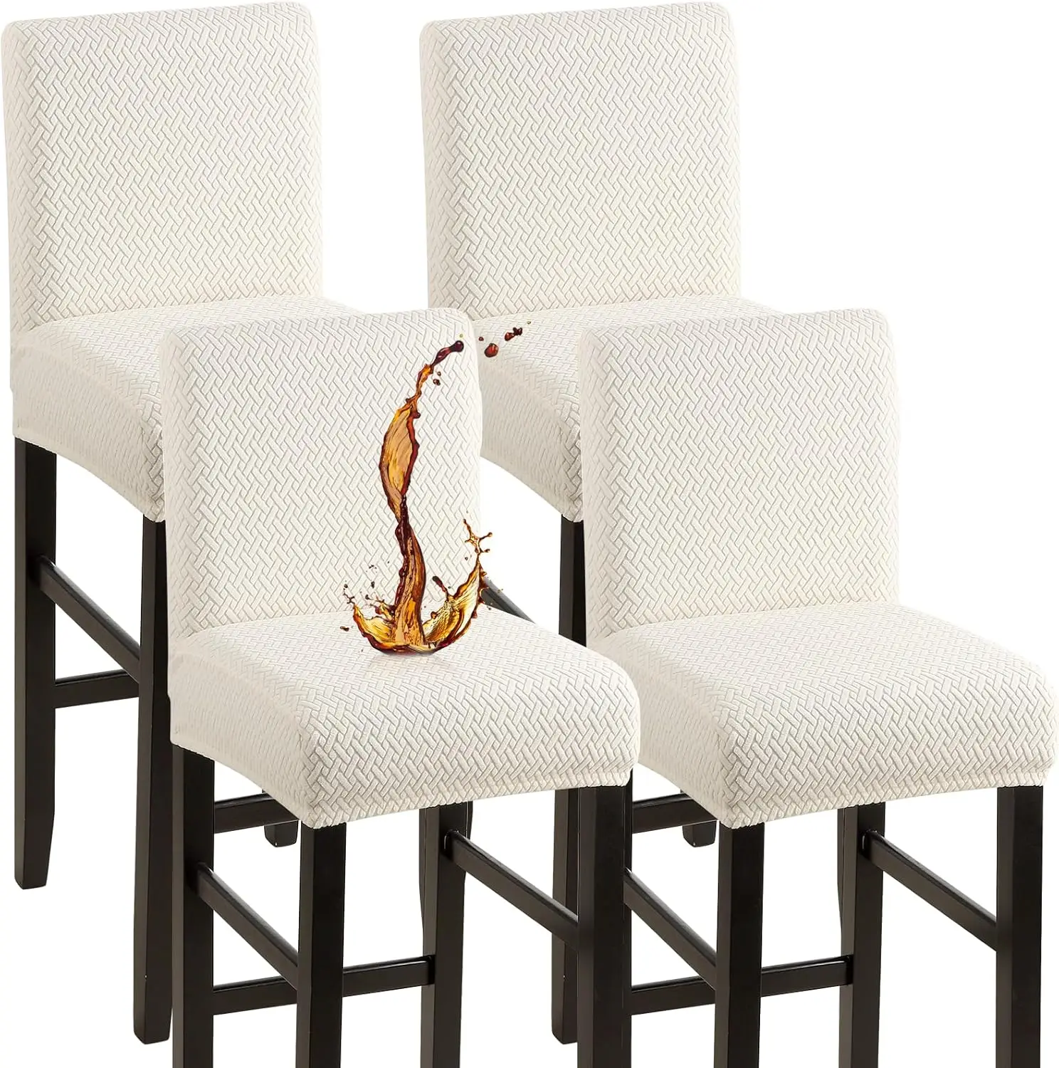 

Bar Stool Covers Set Of 4, Stretch Removable Polar Fleece Barstools Covers, Waterproof Pub Counter High Stool Chair Covers For