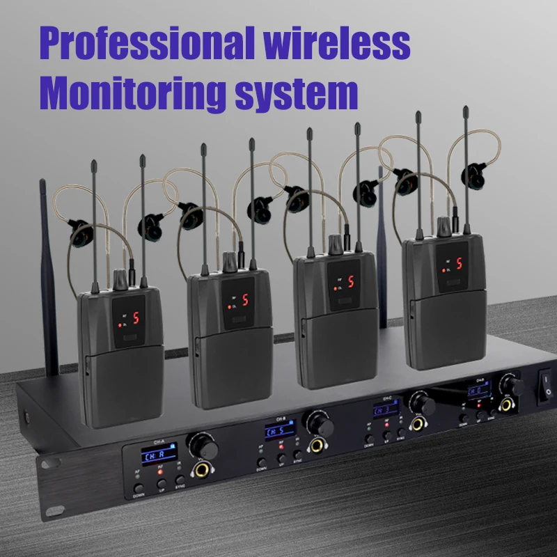 ERZHEN Professional Stage Monitoring System In-Ear Audio Monitoring Headphone Four Channels DJ Stage Suitable