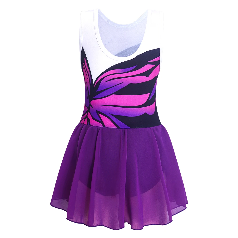 Leotardos de Dança para Meninas, Vestido Brilhante para Patinação no Gelo, Conjuntos com Saia Tutu para Crianças, Vestido de Ginástica
