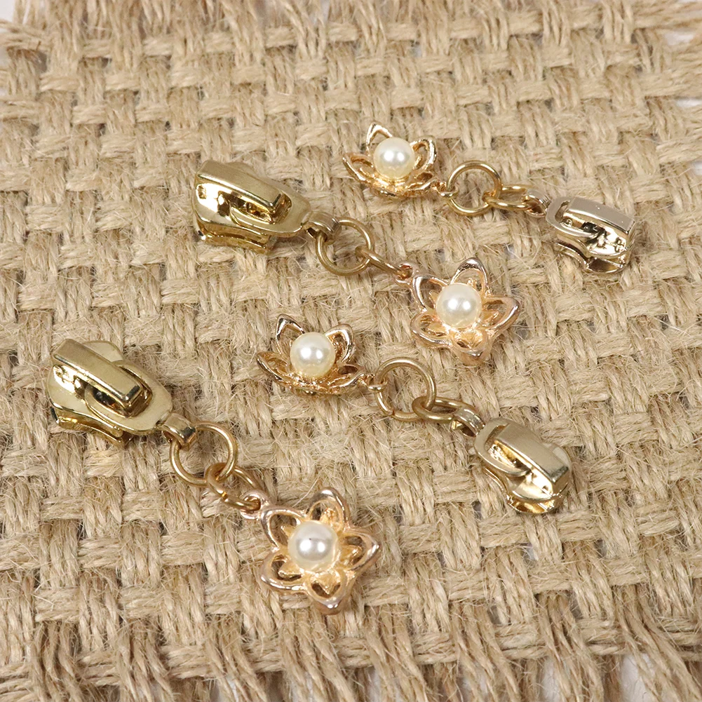 Застежки-молния с цветочным жемчугом для # 3/ # 5 молний |   Декоративные металлические ползунки с автоматическим замком для сумок, платьев, сумок, поделок своими руками