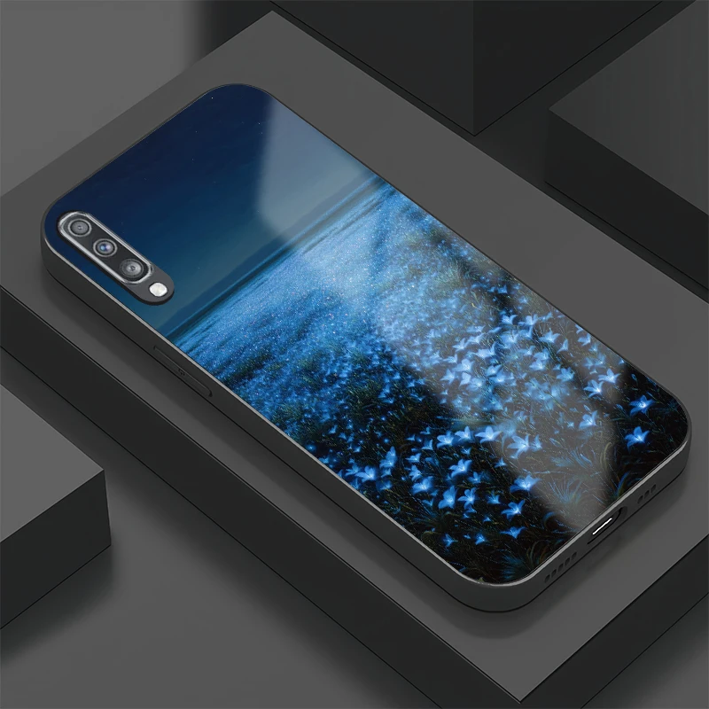 

Чехол для телефона из закаленного стекла для Samsung Galaxy A70 A70S A80 A90 A60 A50 A50S A30 A30S A20 A20S A10 A10S с узором звездного неба