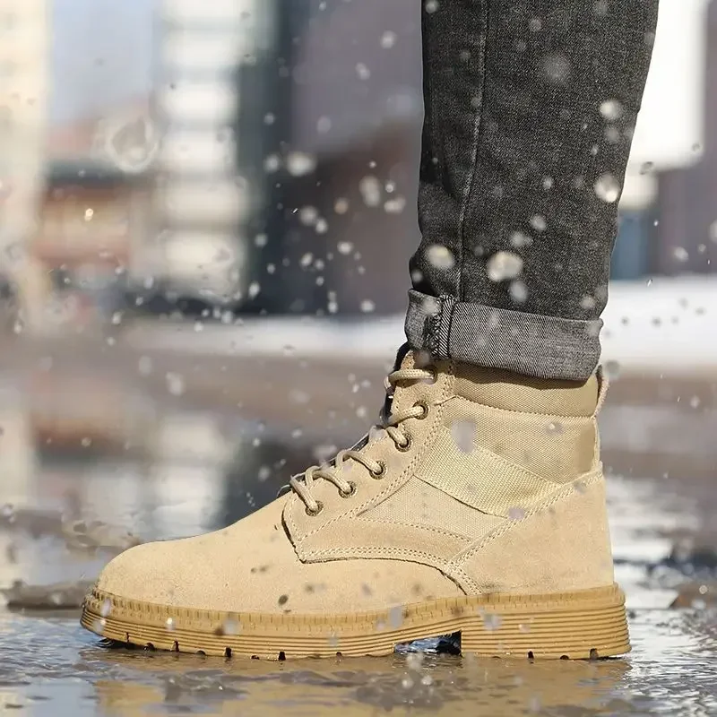 Winter Men's High Top Steel Toe Work Boots Anti Impact Puncture Resistant Lightweight Welder Construction Site Shoes