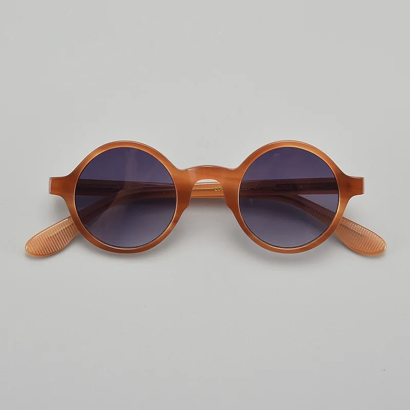 

Vintage round sunglasses for men and women Street Shot UV protection UV400 colored glasses frame Make prescription colored sungl