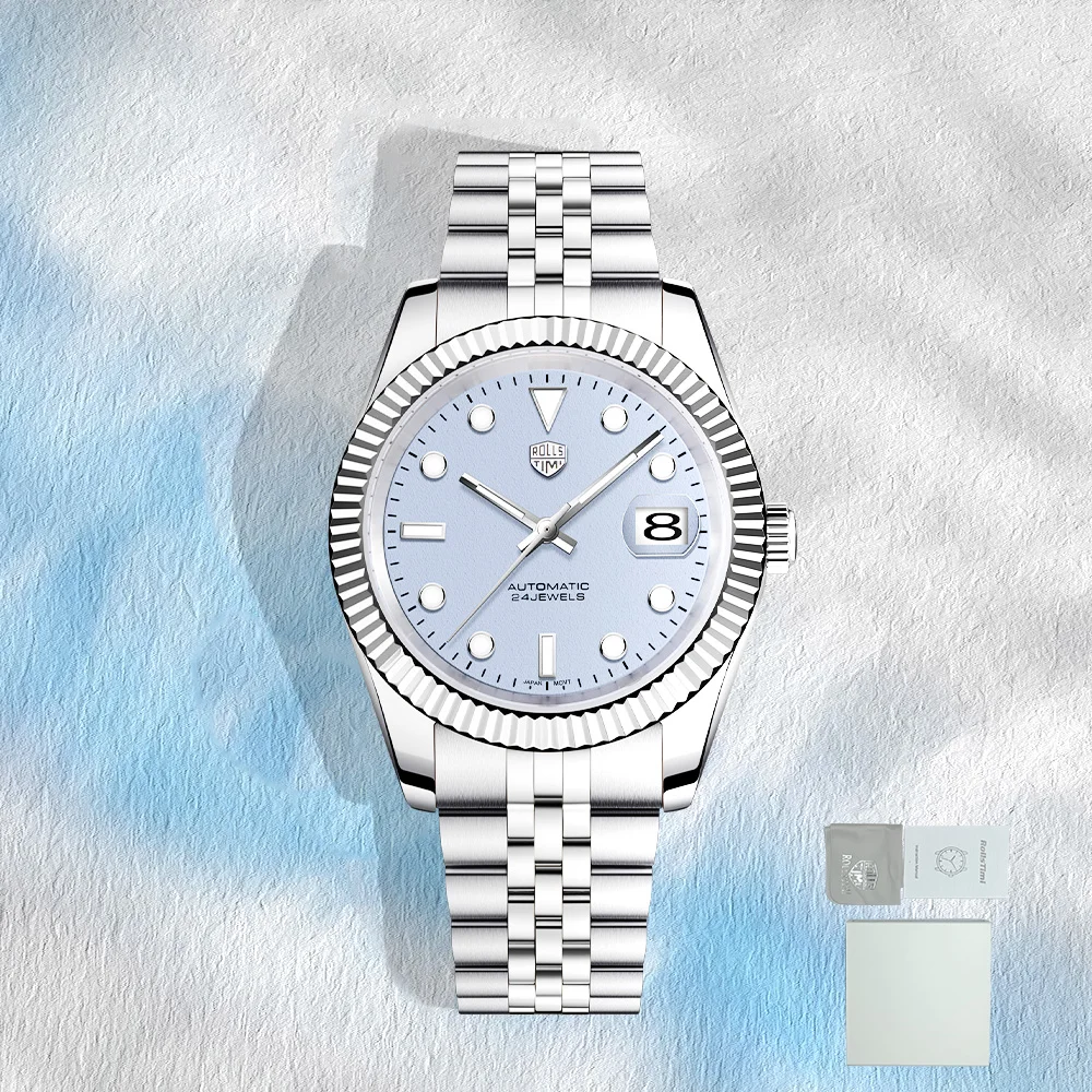 

2025RollsTimi лучший бренд, роскошные механические автоматические часы, мужские модные сапфировые часы NH35, мужские часы из нержавеющей стали, 10 бар, подарочная коробка