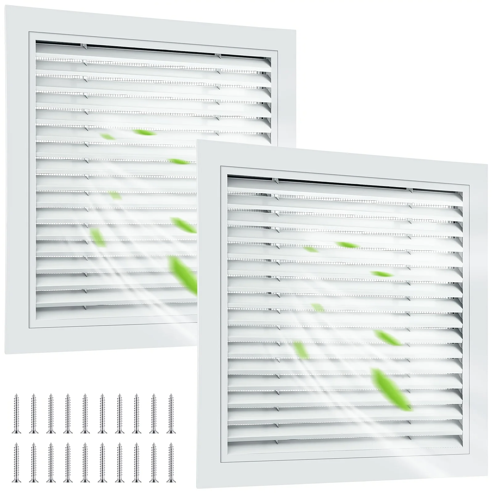

Set of 2 Aluminum Alloy Gable Vents for Walls, Suitable for Sheds And Attics, Featuring a Screen Return Air Grill And Screws, Designed for Ventilation in Exterior Doors And Walls of Houses
