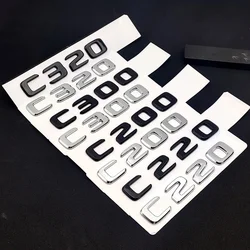 ABS Letras Cromadas Negras para Mercedes Benz, 3D Emblema Do Tronco Do Carro, Acessórios Da Etiqueta Do Logotipo, C 200, 220, 300, C200, C220, C300, C320