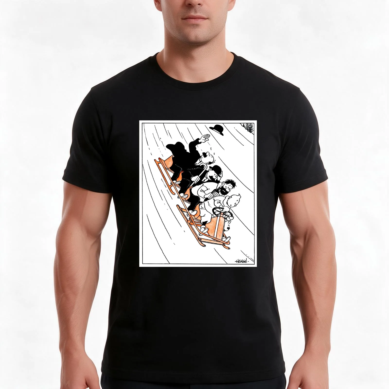 Bobsled T-Shirt Summer Casual Cotton Tee Oversized Streetwear Tops Vintage Graphic Print Loose Fit Short Sleeve 100% Cotton