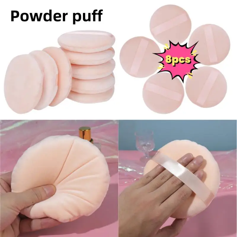 8-delige Katoenen Puff Zachte Make-Up Puff Pad Voor Gezichtspoeder Poeder Beige 13Cm