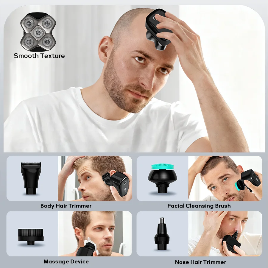 

Electric Head Shaver Bald Head Shaver Men‘s Rechargeable Waterproof IPX7 Cordless Hair Clipper Trimmer Barber Tool for Men Home