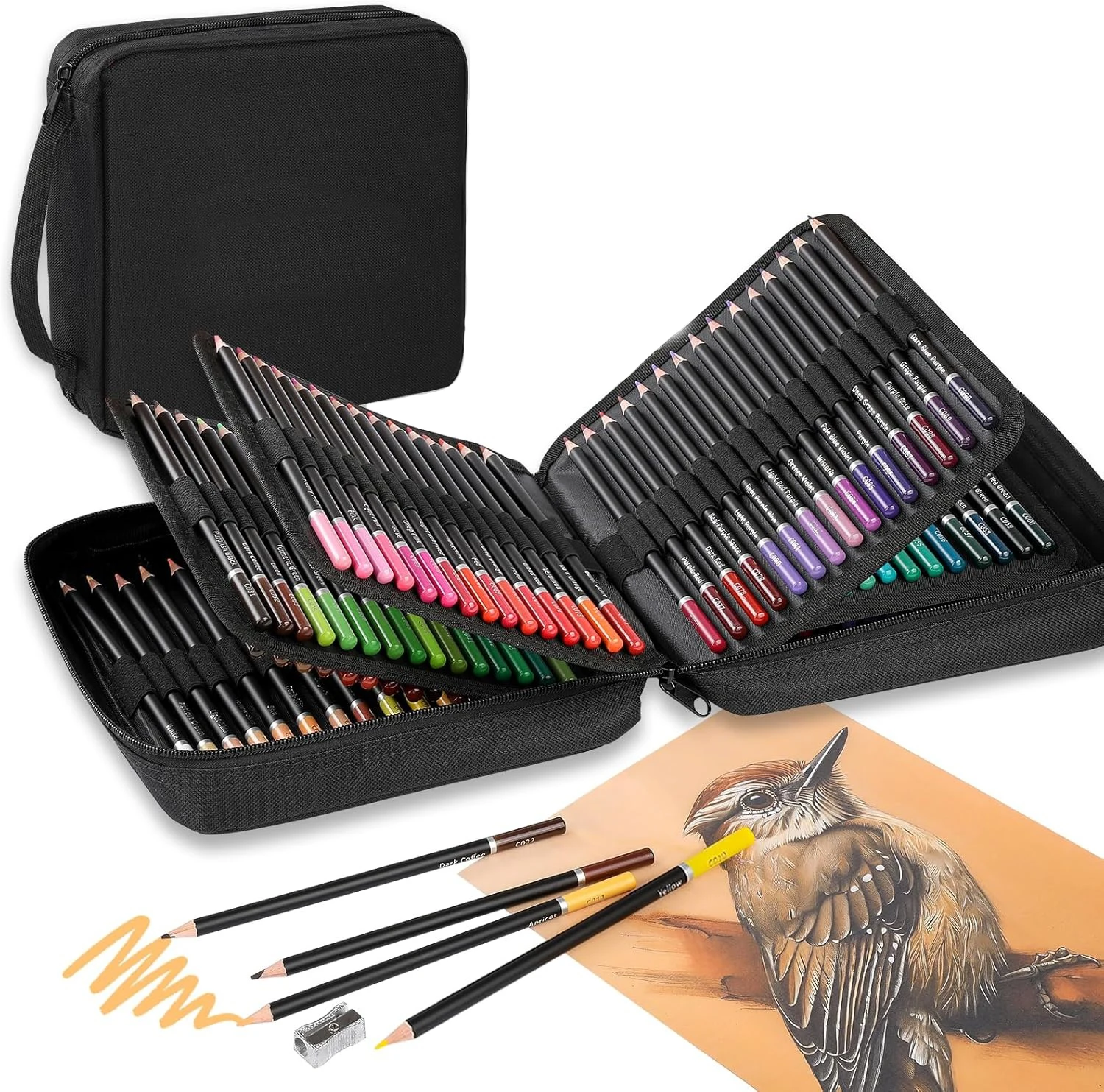 72/120/180-Pack Colored Pencils Set with Coloring Book, Travel Case, Professional Artist Drawing