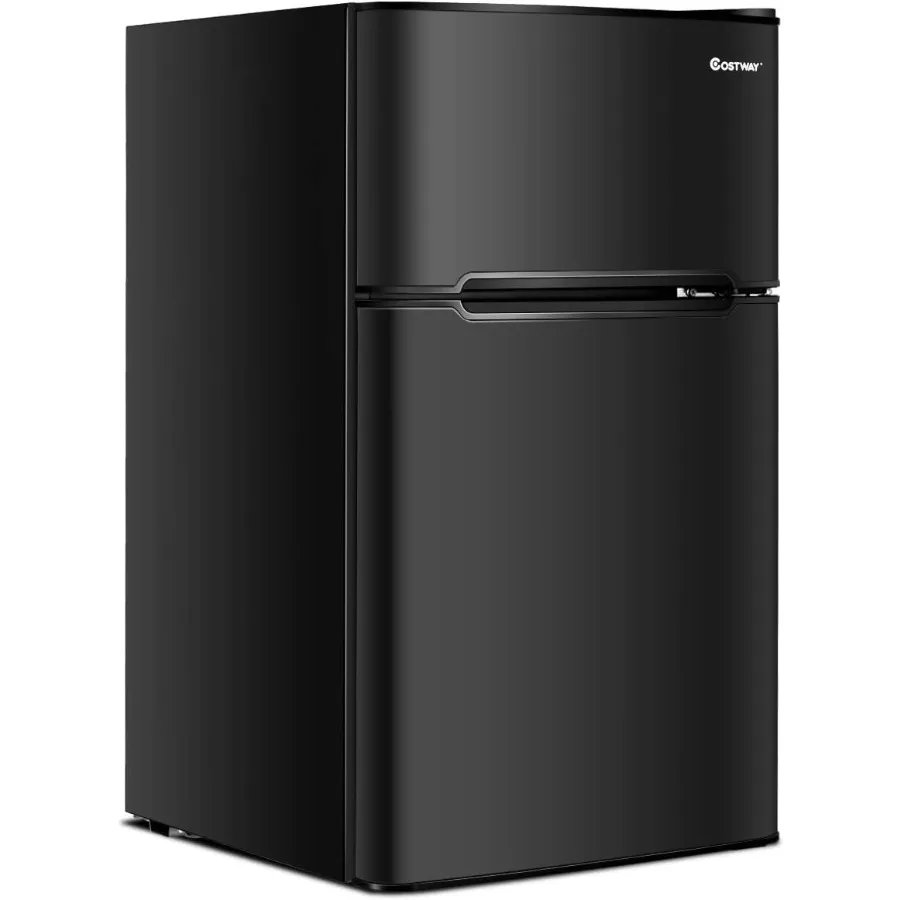 

Compact 3.2 cu ft. 2-Door Mini Refrigerator with Reversible Door Removable Glass Shelves Mechanical Control Recessed Handle for