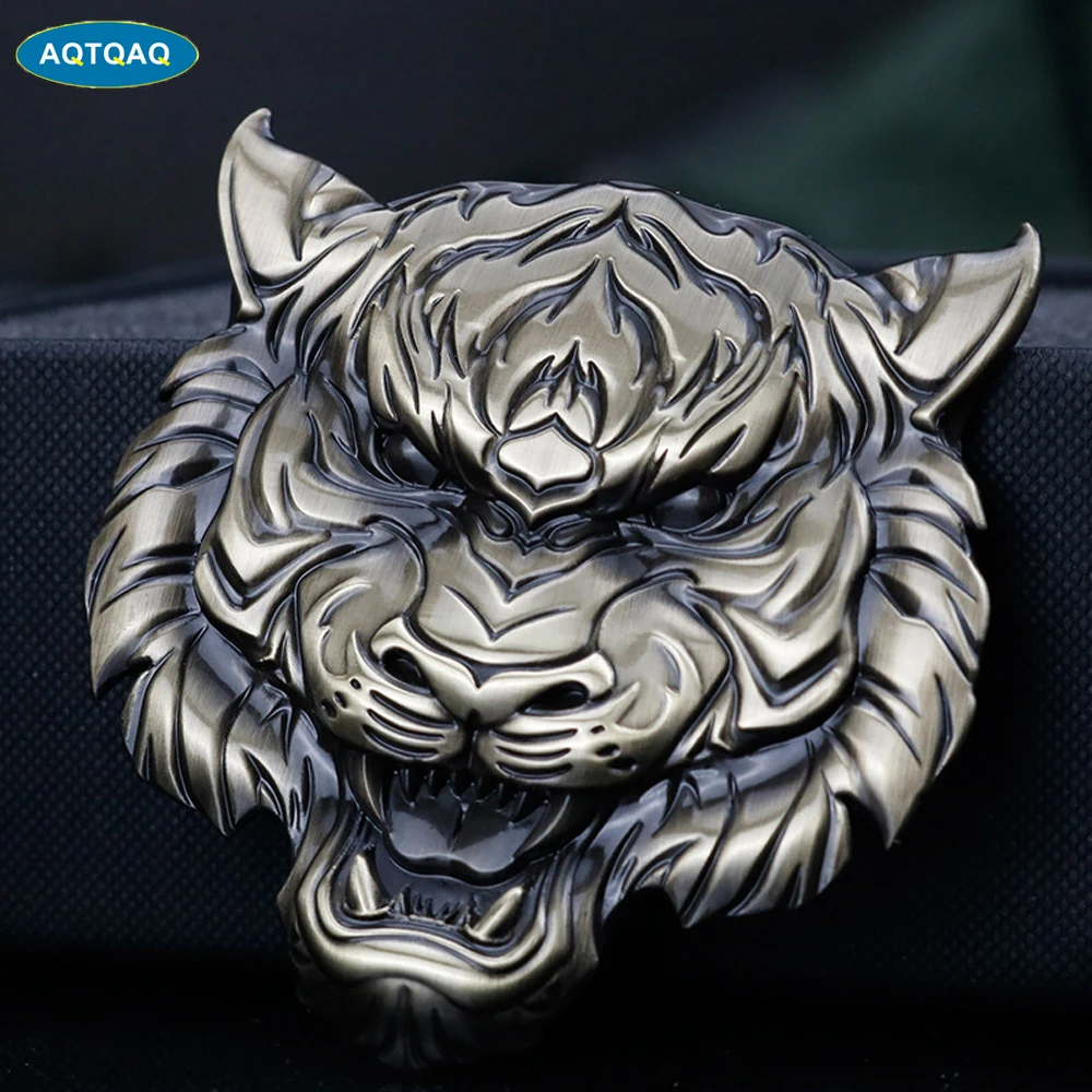 1Pcs 3D Zinc Alloy Plating Tiger Head Logo Car Decoration Side Sticker Fender Bumper Rear Tail Box Badge Emblem