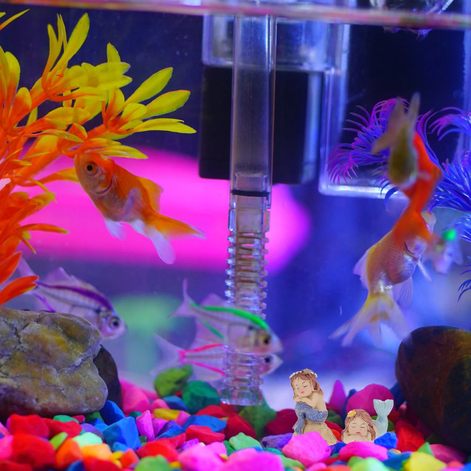 

2Pcs Resin Mermaid Sculptures Aquarium Ornaments Fine Details Tabletop Decoration for Events Mermaid Figurines