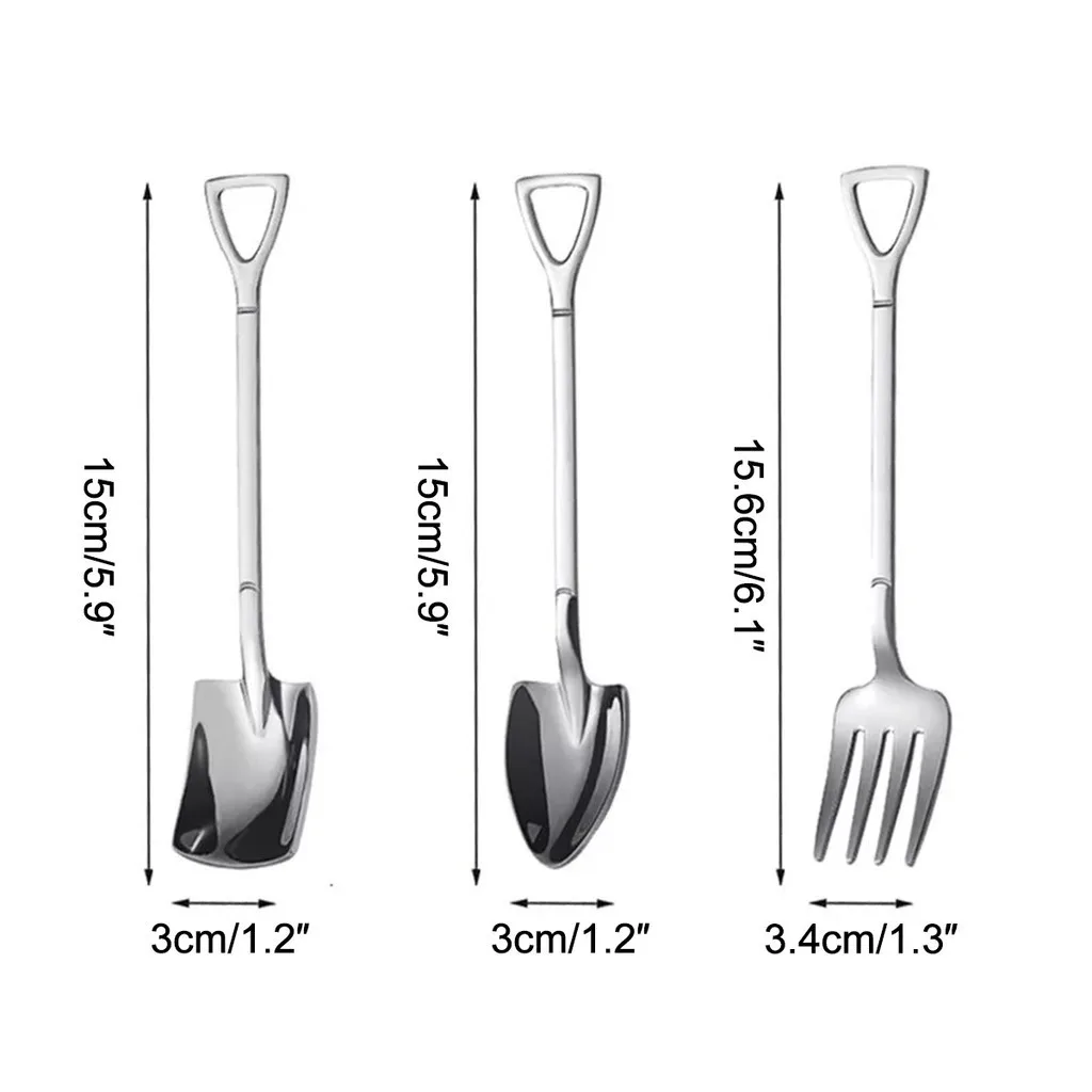 9PCS/Pack New Thicken Coffee Spoon Tea-spoon Cutlery Set Stainless Steel Retro Iron Shovel Ice Cream Spoon Scoop Creative Spoon