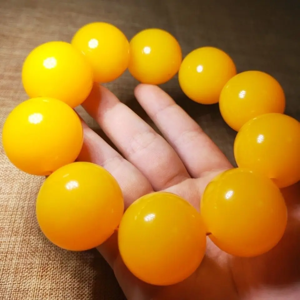 

20 мм пчелиный воск куриное масло желтый одиночный круглый браслет из бисера браслет из янтарных бусин
