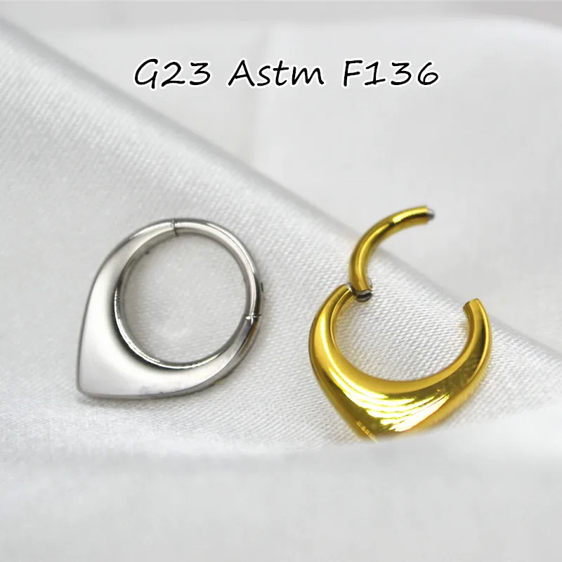 10pcs G23 F136 Titanium Heart Nose Hoop Septum Clicker Ring Earring Ear Tragus Helix Diath Cartilage 16Gx8 10mm Body Piercing