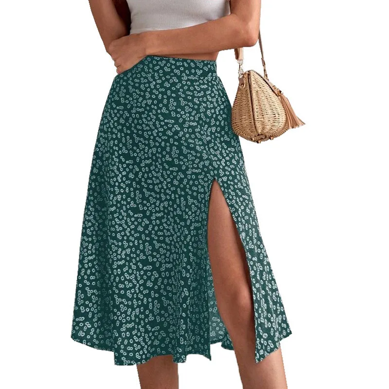 Jocoo Jolee Women 2024 Summer Spring Boho Long Skirts Dress Floral Print Elastic Waist Split Sexy A Line Beach Maxi Skirt