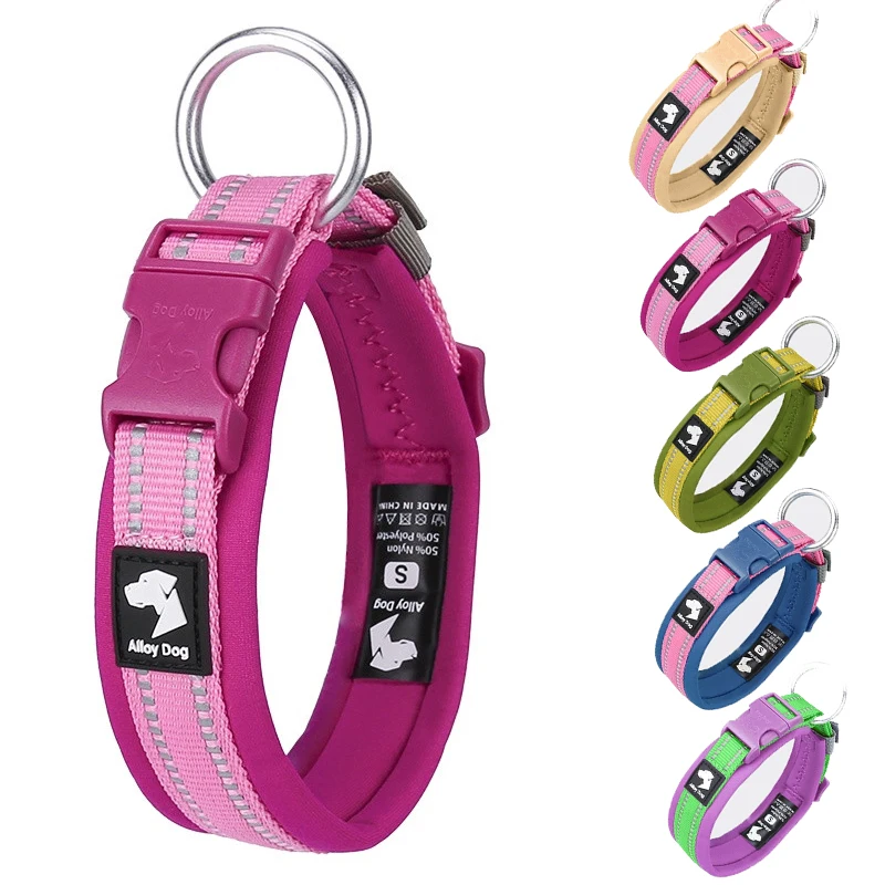 Non-Choke Breathable Dog Collar Soft Neoprene Padded Safety Pet Collar for Small Medium & Large Dogs Non-Escape Dog Collar Leash