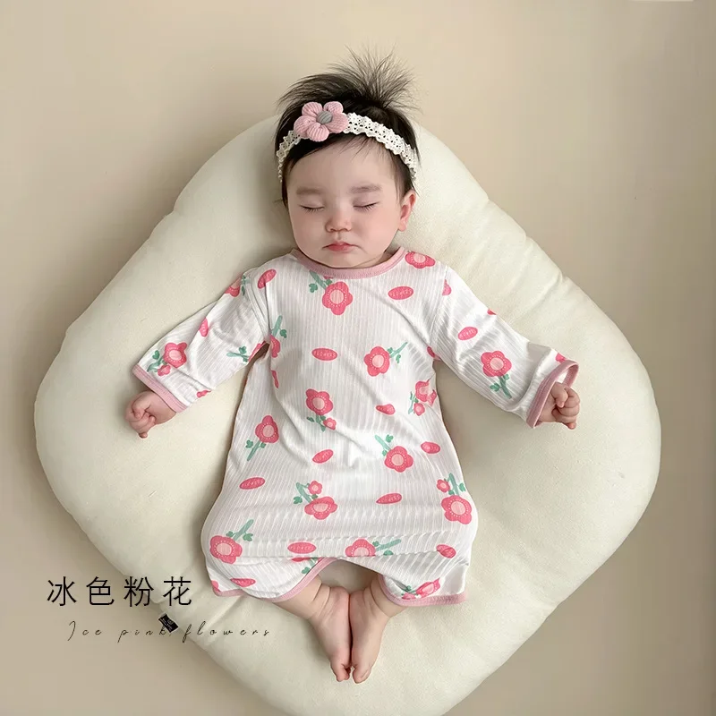 Summer Newborn Pajamas Robes Baby Pajamas Ice Silk Cute Cartoon Baby Pajamas Thin Pajamas Baby Clothes New Born