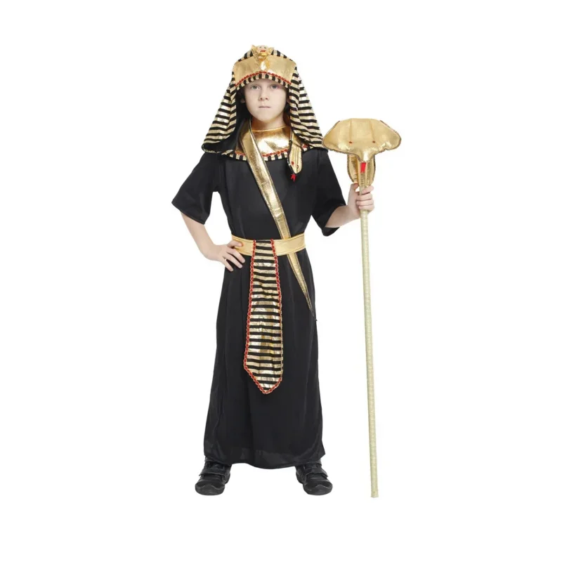 Cosbao Boy Pharaoh Costume Robe Halloween Purim Kid Ancient Egyptian Cleopatra Outfit Child King of Egypt Pharaoh Cosplay Fancy