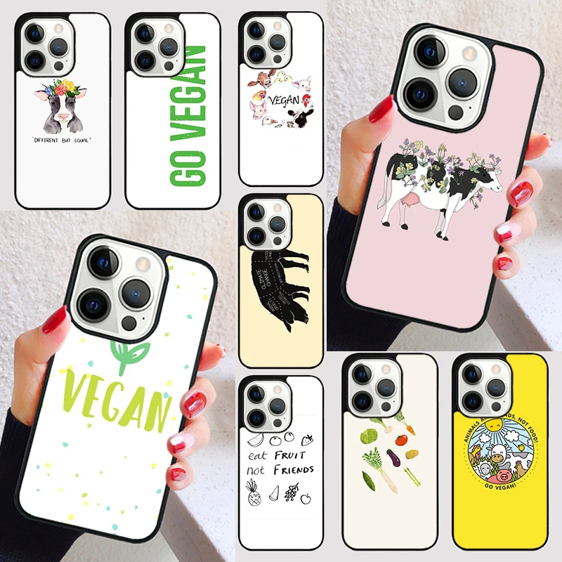 Vegan Vegetarian Quotes Phone Case for iPhone 16 15 SE2020 6 7 8 Plus for Apple 13 11 12 14 Mini Pro Max Cover coque Shell