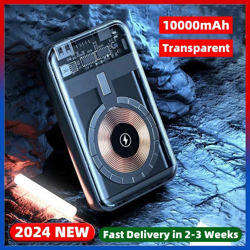 

Transparent Magnetic Wireless Power Bank Portable Charger For iPhone 15 14 13 12 11 Pro Max Mini Powerbank External Battery Pack