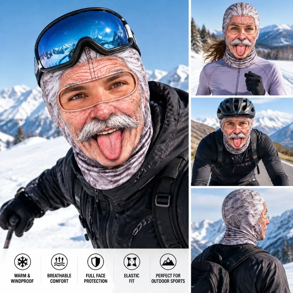 Realistic Print Realistic Face Dralon Warm Mask 3D Printed Design Windproof Material 3D Printed Balaclava Full Face Coverage