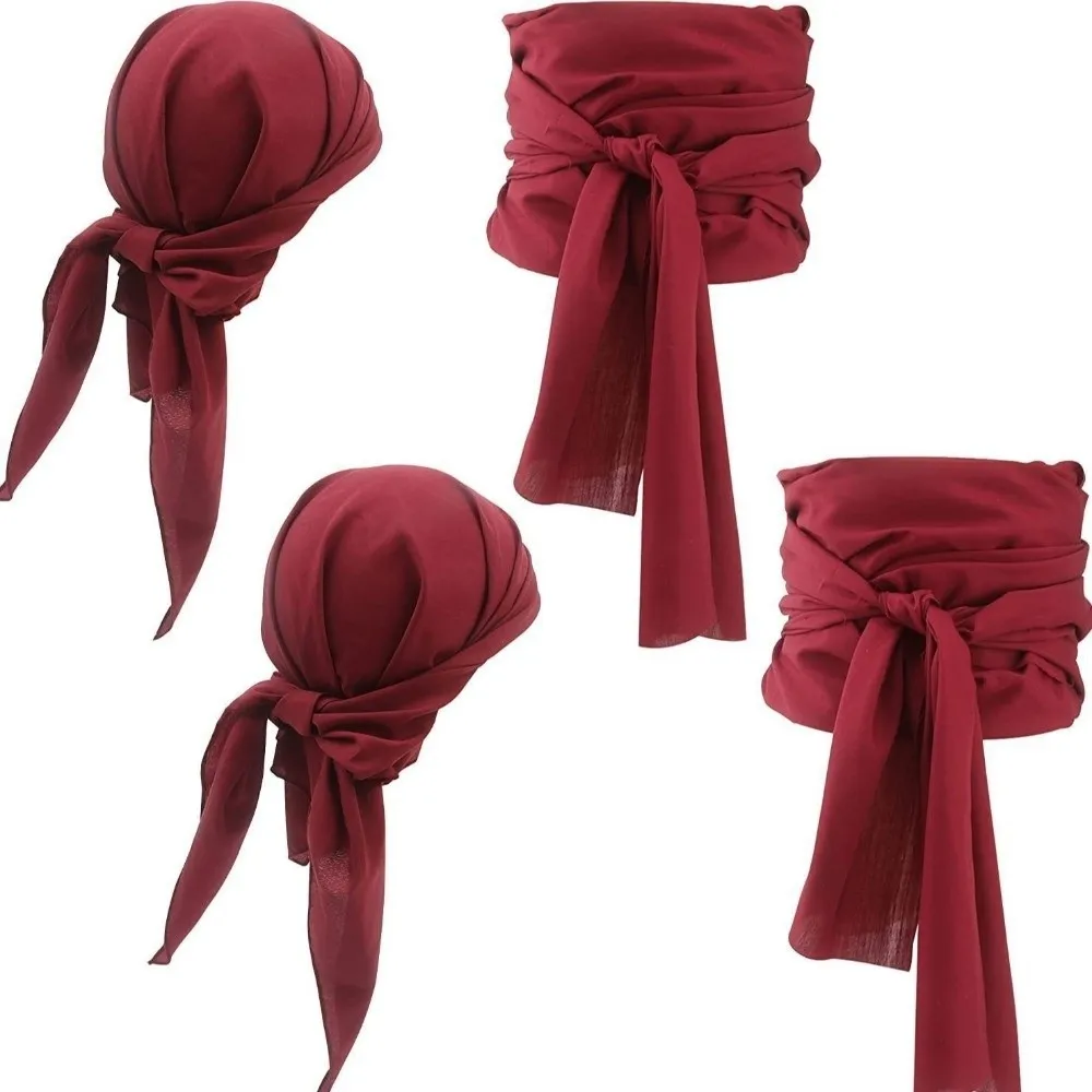 Canvas Pirate Headband Waist Belt Head Wrap Triangle Scarf Halloween Scarf Belt Medieval Renaissance Solid Color Cosplay Costume