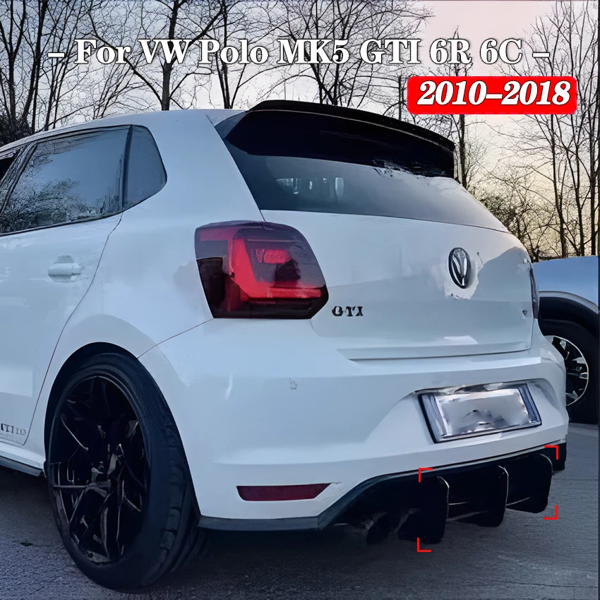 Dyfuzor tylnego zderzaka Spoiler Splitter Do Volkswagen VW Polo MK5 GTI 6R 6C Dwa/Cztery Drzwi Facelift 2010-2018 Zestawy karoserii Tuning