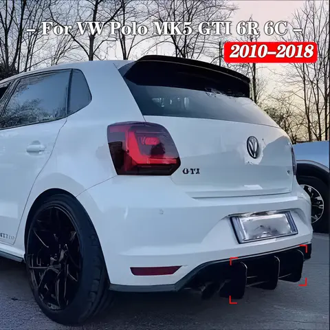 Rear Bumper Diffuser Spoiler Splitter For Volkswagen VW Polo MK5 GTI 6R 6C Two/Four Door Facelift 2010-2018 Body Kits Tuning