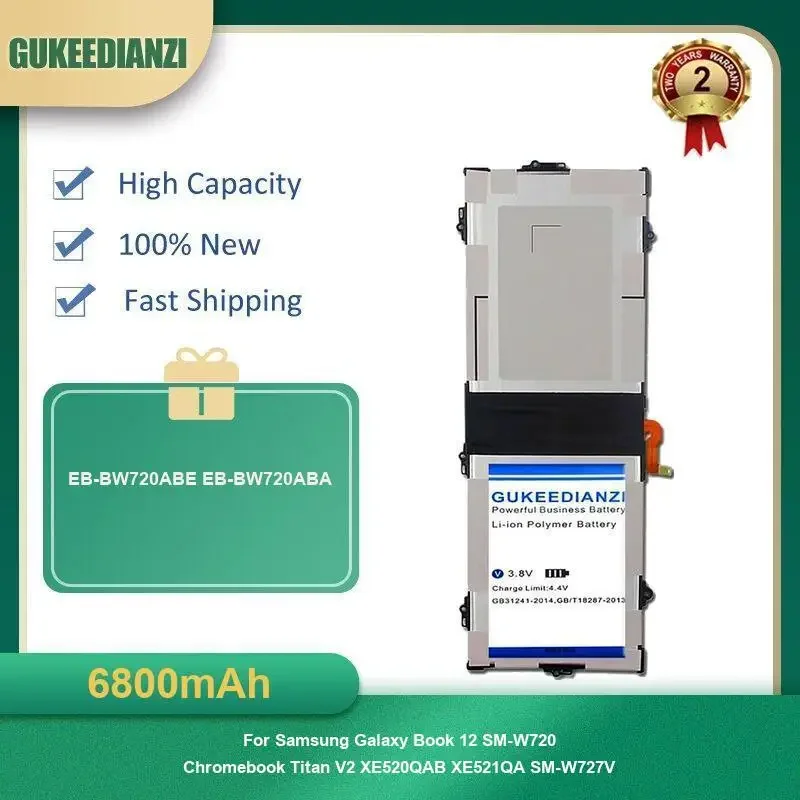 

6800mAh EB-BW720ABE EB-BW720ABA Laptop Battery For Samsung Galaxy Book 12 SM-W720 Chromebook Titan V2 XE520QAB XE521QA SM-W727V