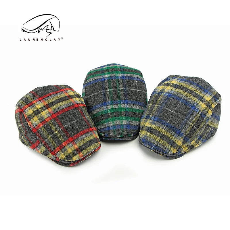 Hat For Women Autumn And Winter New Checked Beret British Vintage Woolen Peaked Cap Versatile Advance Hats Trendy Men