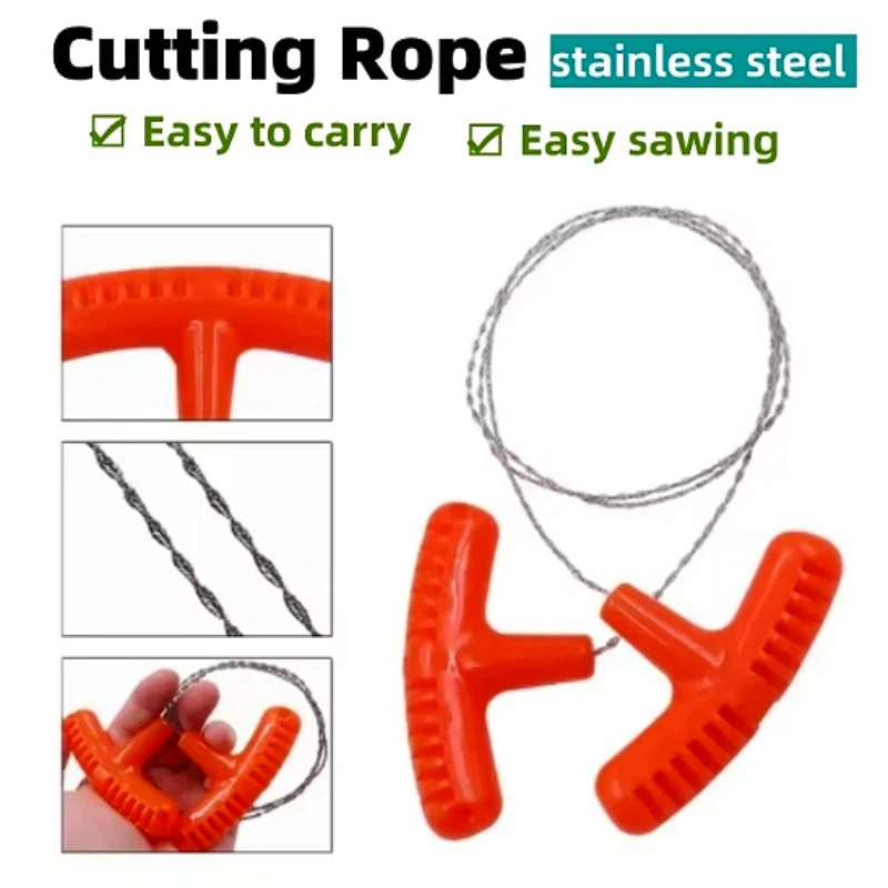 Portable Stainless Steel Wire Saw with Finger Handle Outdoor Camping Hiking Pocket Manual Cutting Chain Saws Survive Tool