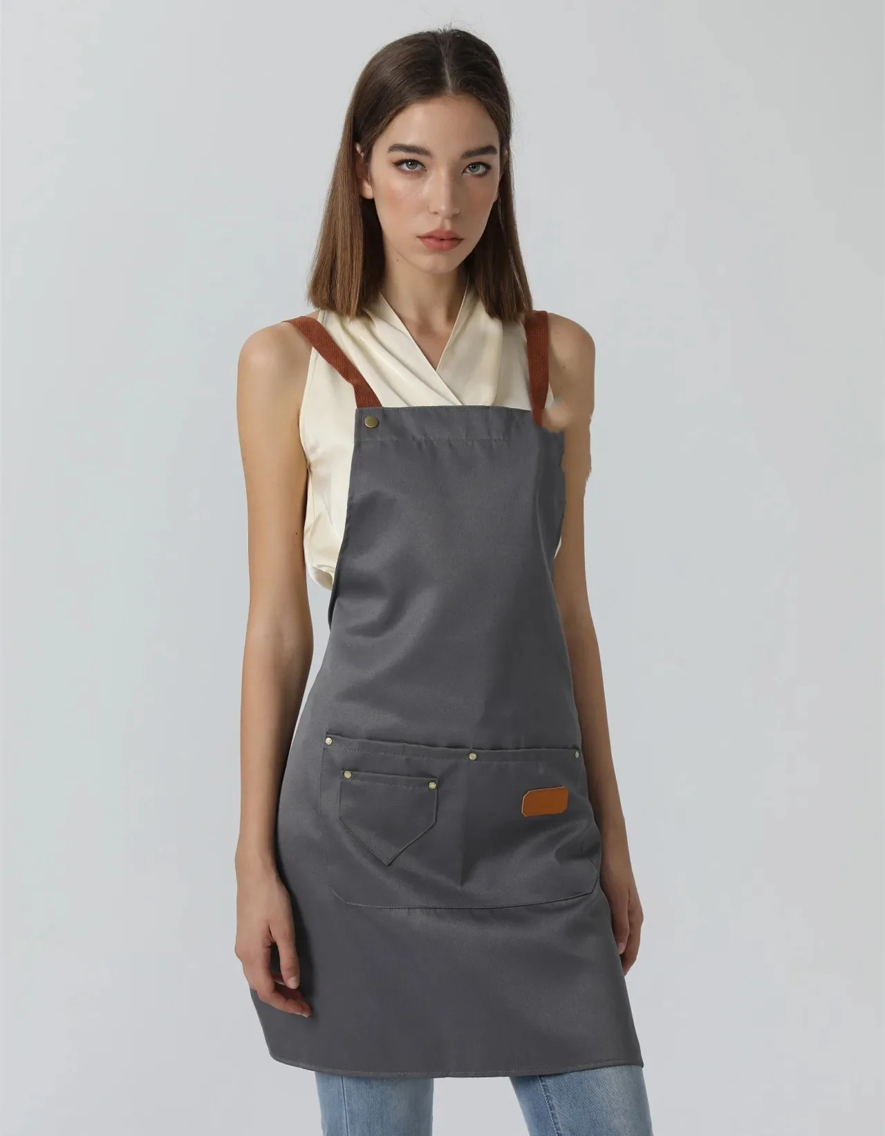 

New Fashion Kitchen Aprons for Woman Men Chef Work Apron for Grill Restaurant Bar Shop Cafes Beauty Nails Studios Uniform