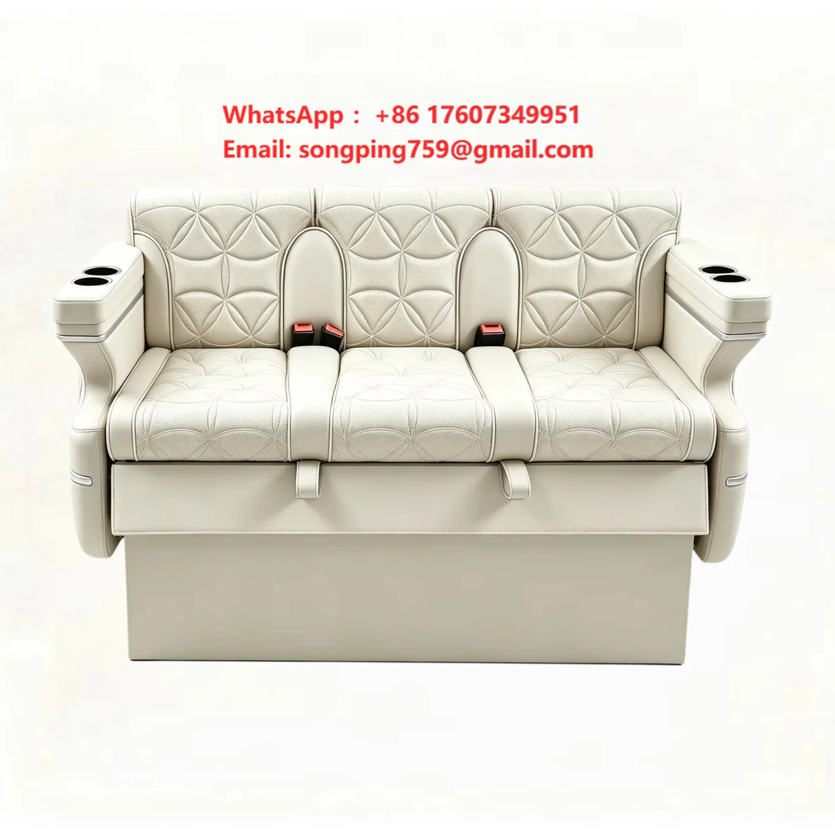 MPV Van Rear 3 Person Electric Long Bench Luxury Beige Nappa Leather Modified Car Seats