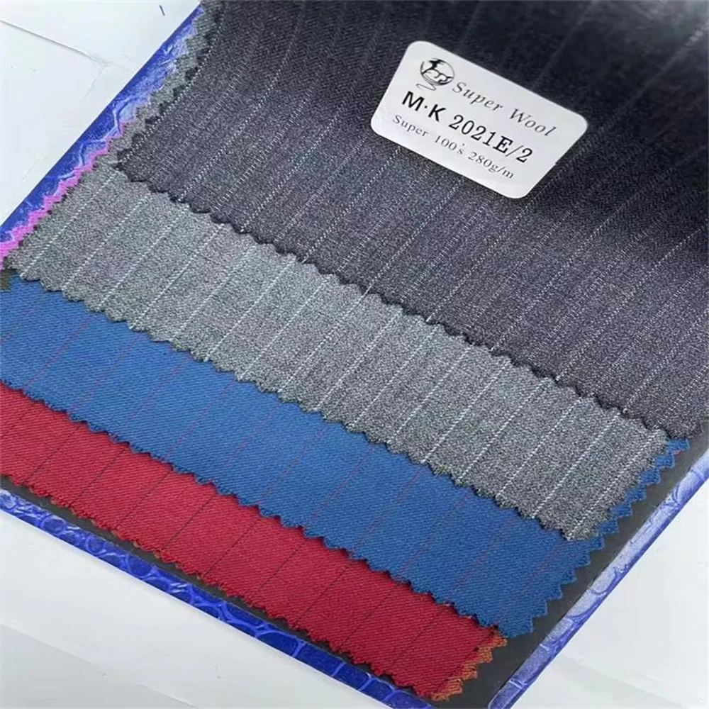 

New Worsted Autumn and Winter Striped Wool Suit Fabric, Seasonal Men's and Women's Suit Fabric