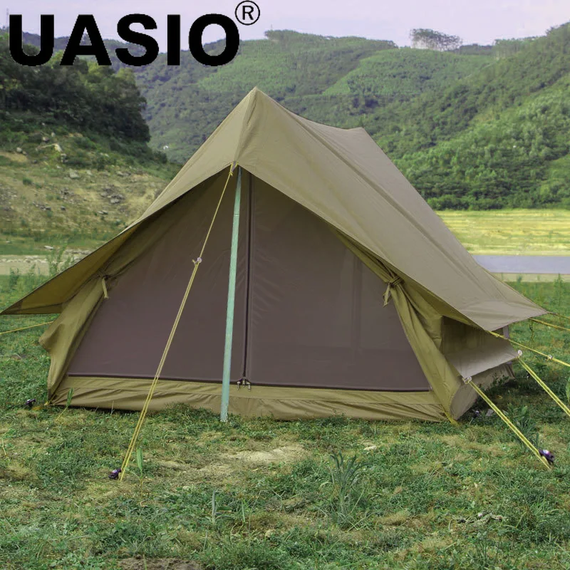 Outdoor Waterproof Hiking Traveling Camping Tent Cabin Ridge Tent Rain Proof Cabin Type A-shaped Oxford Cloth Vintage Green