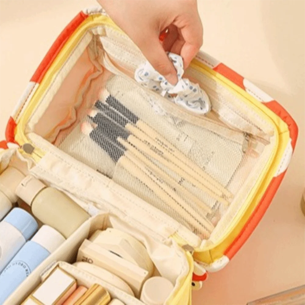 حقيبة مكياج على شكل فطر من قماش أكسفورد، سعة كبيرة، حقيبة مستحضرات تجميل جمالية محمولة بسحاب، حقيبة أدوات الزينة متعددة الوظائف للسيدات